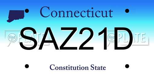 SAZ21D Connecticut License Plate