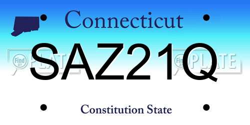 SAZ21Q Connecticut License Plate