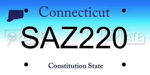 SAZ220 Connecticut License Plate