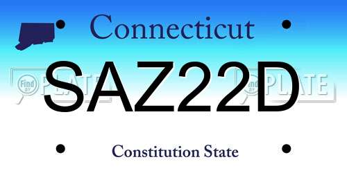 SAZ22D Connecticut License Plate