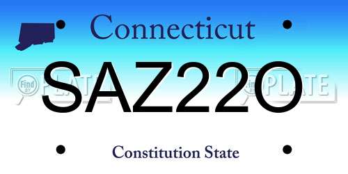 SAZ22O Connecticut License Plate