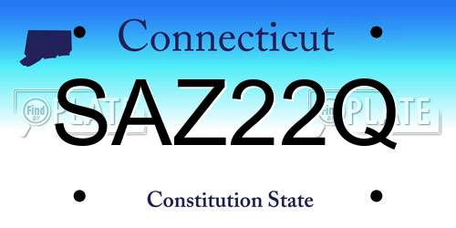 SAZ22Q Connecticut License Plate