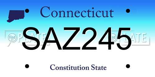 SAZ245 Connecticut License Plate