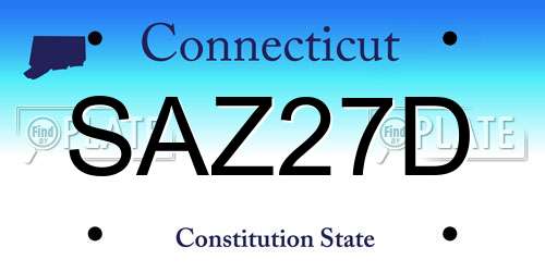 SAZ27D Connecticut License Plate