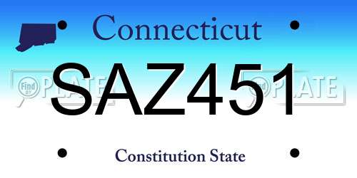 SAZ451 Connecticut License Plate