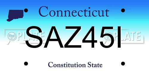 SAZ45I Connecticut License Plate