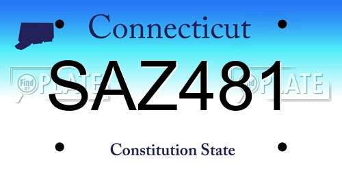 SAZ481 Connecticut License Plate