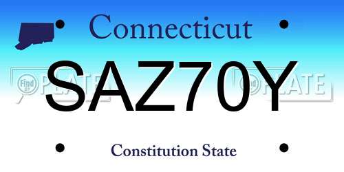 SAZ70Y Connecticut License Plate