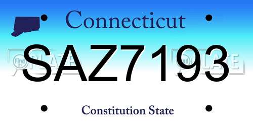 SAZ7193 Connecticut License Plate