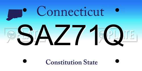 SAZ71Q Connecticut License Plate