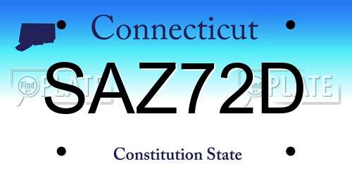 SAZ72D Connecticut License Plate