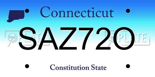 SAZ72O Connecticut License Plate