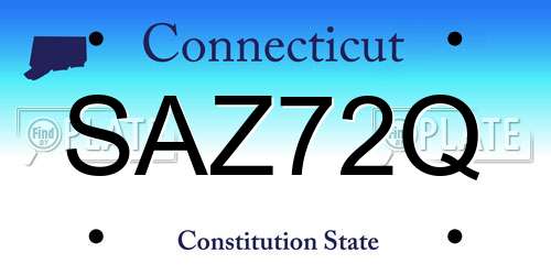SAZ72Q Connecticut License Plate