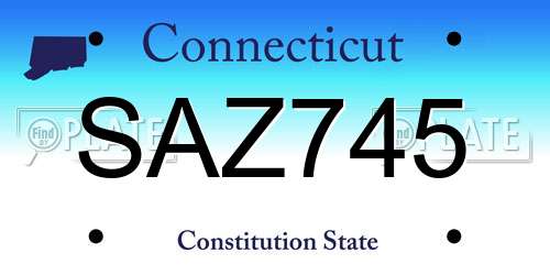SAZ745 Connecticut License Plate