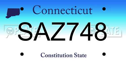 SAZ748 Connecticut License Plate
