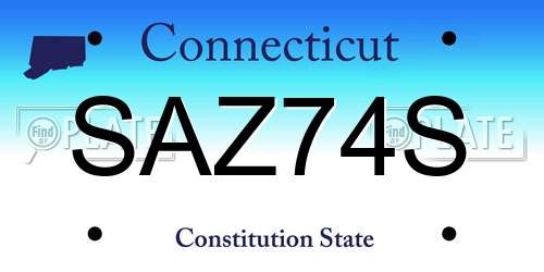 SAZ74S Connecticut License Plate