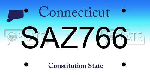 SAZ766 Connecticut License Plate