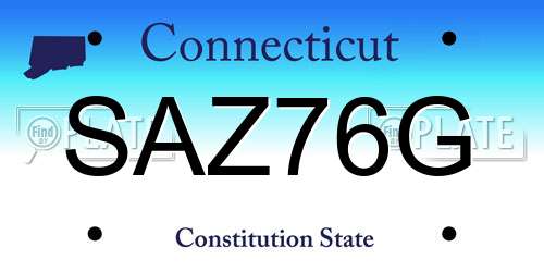 SAZ76G Connecticut License Plate