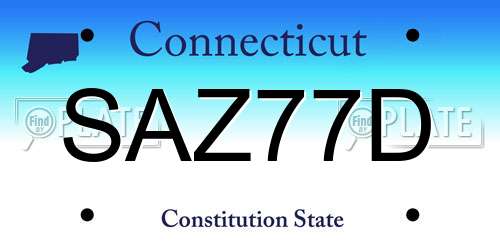 SAZ77D Connecticut License Plate