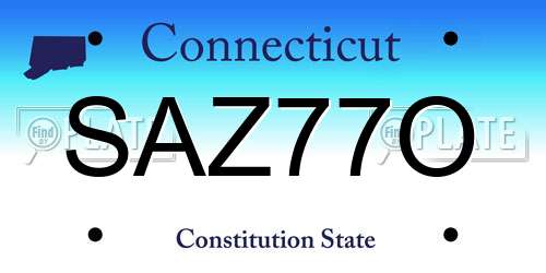 SAZ77O Connecticut License Plate