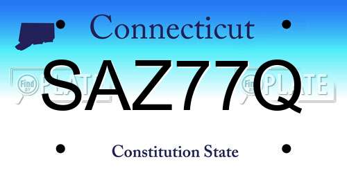 SAZ77Q Connecticut License Plate