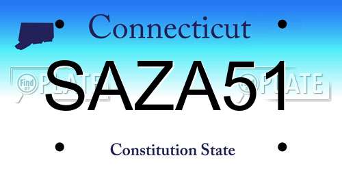 SAZA51 Connecticut License Plate
