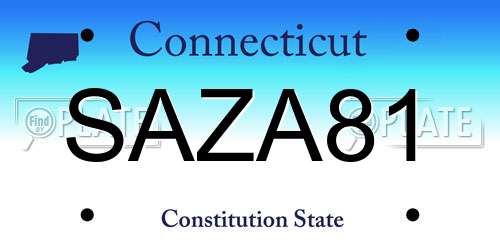 SAZA81 Connecticut License Plate