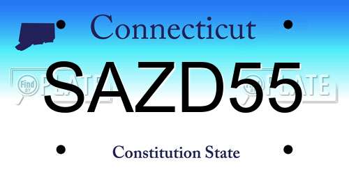 SAZD55 Connecticut License Plate