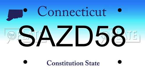 SAZD58 Connecticut License Plate