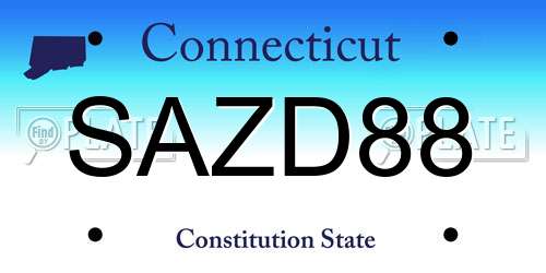 SAZD88 Connecticut License Plate