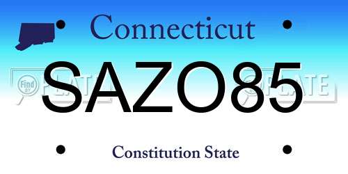 SAZO85 Connecticut License Plate