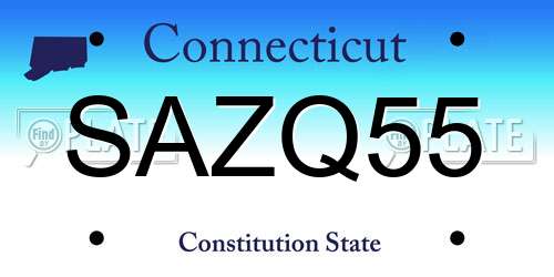 SAZQ55 Connecticut License Plate