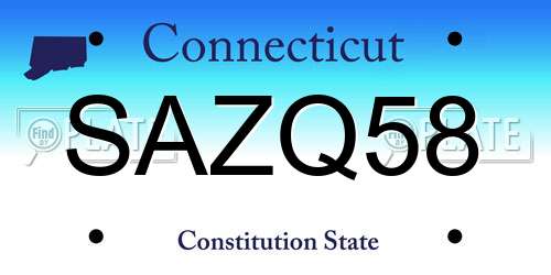 SAZQ58 Connecticut License Plate