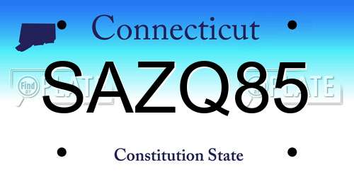 SAZQ85 Connecticut License Plate