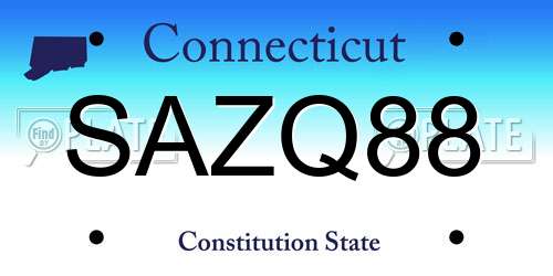 SAZQ88 Connecticut License Plate