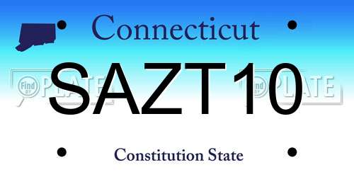 SAZT10 Connecticut License Plate