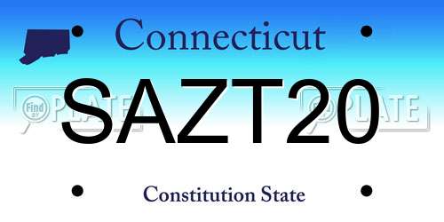 SAZT20 Connecticut License Plate