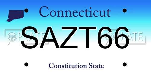 SAZT66 Connecticut License Plate