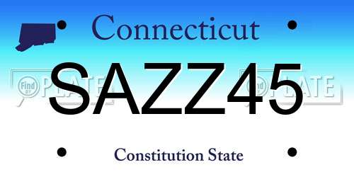 SAZZ45 Connecticut License Plate