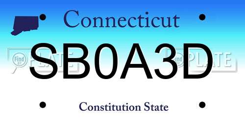 SB0A3D Connecticut License Plate