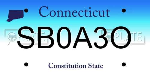 SB0A3O Connecticut License Plate