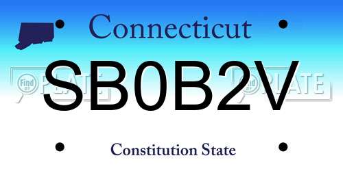 SB0B2V Connecticut License Plate