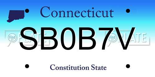 SB0B7V Connecticut License Plate