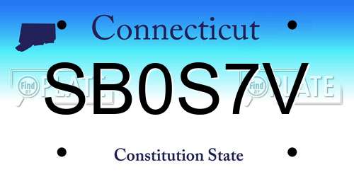 SB0S7V Connecticut License Plate