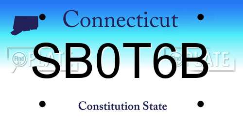 SB0T6B Connecticut License Plate