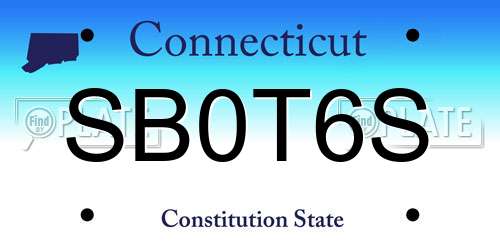 SB0T6S Connecticut License Plate
