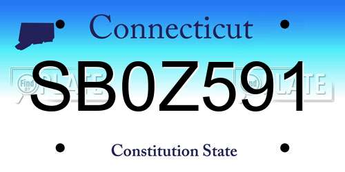 SB0Z591 Connecticut License Plate