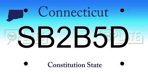 SB2B5D Connecticut License Plate