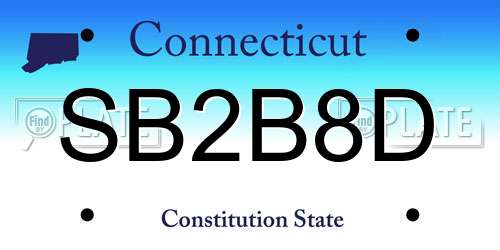 SB2B8D Connecticut License Plate