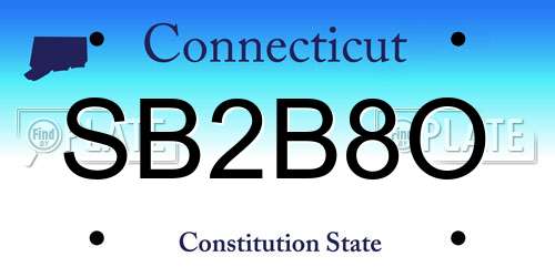 SB2B8O Connecticut License Plate